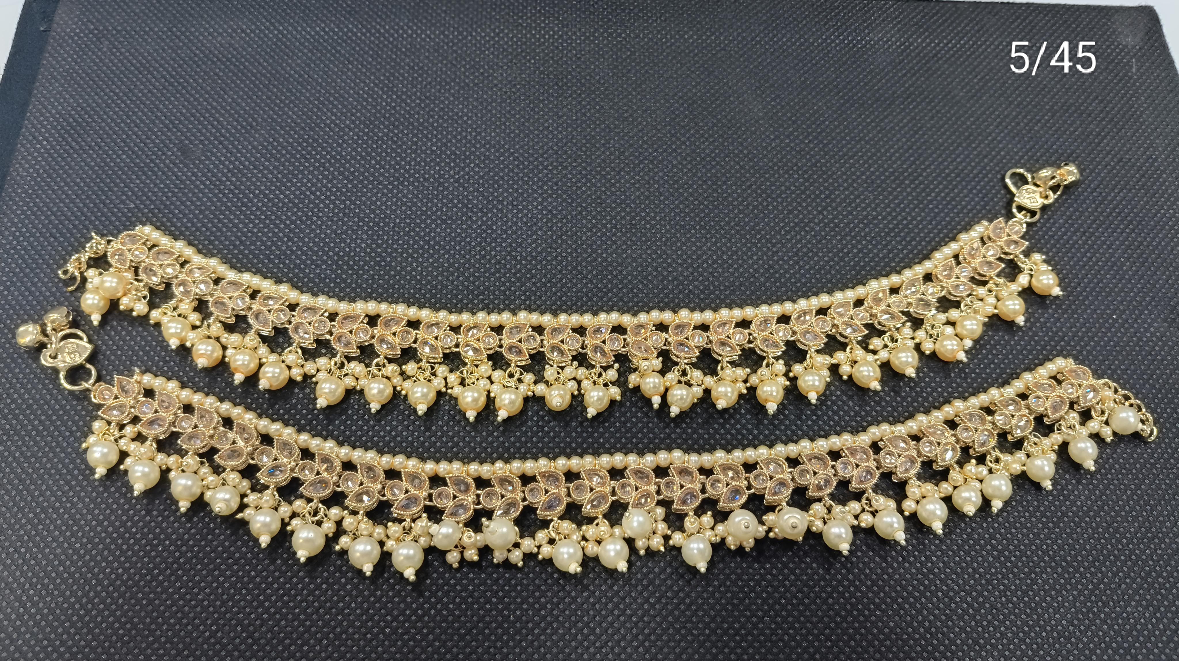 Pearl Drop Anklet Set – Ethnic Bridal Payal Design - LucenteMarket